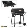 30" Portable Charcoal Barbecue Grill with Adjustable Rack, Storage Shelf