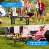 Foldable Aluminum Alloy Camping Table with 2 Side Trays - 88LBS Max Load