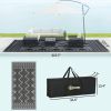 Reversible Outdoor Rug, Waterproof Plastic Straw w/ Carry Bag, 9' x 18', Black & Gray