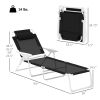 Folding Chaise Lounge, 4-Position Reclining Back, Armrests, Removable Pillow