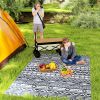 Reversible Outdoor Rug, Waterproof Plastic Straw w/Carry Bag, 6' x 9', Blue & White