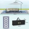 Reversible Outdoor Rug, Waterproof Plastic Straw with Carry Bag, 9' x 18', Blue & White