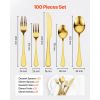 100-Piece Gold Silverware Set