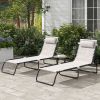 2 Pack Folding Chaise Lounge Chairs with 4-Position Reclining Back, Pillow, Breathable Mesh & Bungee Seat