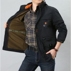 Men's Medium To Long Casual Outdoor Hooded Plus Size Jacket (Option: Black 1-XL)
