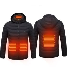 Winter Heated Jacket USB Electric Cotton Coat Zip-up Heater Thermal Clothing Heating Vest For Men (Option: Black Zone4-5XL)