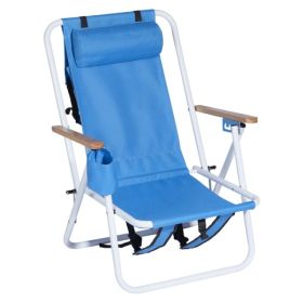 Portable High Strength Beach Chair With Adjustable Headrest Blue (Option: Defaulttitle)