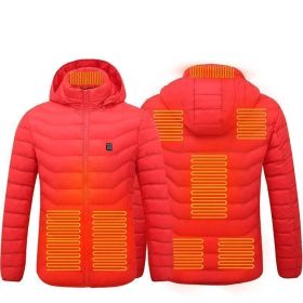 Winter Heated Jacket USB Electric Cotton Coat Zip-up Heater Thermal Clothing Heating Vest For Men (Option: Red Zone8-S)