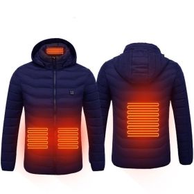 Winter Heated Jacket USB Electric Cotton Coat Zip-up Heater Thermal Clothing Heating Vest For Men (Option: Blue Zone4-6XL)