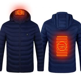 Winter Heated Jacket USB Electric Cotton Coat Zip-up Heater Thermal Clothing Heating Vest For Men (Option: Blue Zone2-5XL)