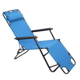 Folding Chaise Lounge Chair For Outdoor, 2-in-1 Portable Tanning Chair With Pillow, Adjustable Recliner Chair For Beac (Option: Defaulttitle)