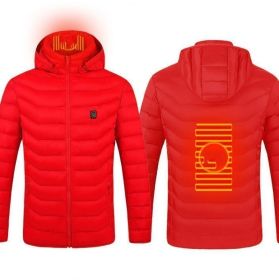 Winter Heated Jacket USB Electric Cotton Coat Zip-up Heater Thermal Clothing Heating Vest For Men (Option: Red Zone2-6XL)