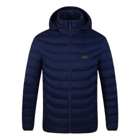 Winter Heated  Plus Size Jacket Electric Heated Clothing (Option: Zone 4single control blue-6XL)