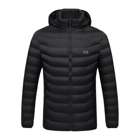 Winter Heated  Plus Size Jacket Electric Heated Clothing (Option: Zone 4single control black-3XL)