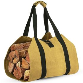 Outdoor Canvas Firewood Storage Bag (Color: Khaki)