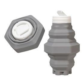 Silicone Collapsible Water Bottle (Color: Gray, Capacity: 401-500ml)
