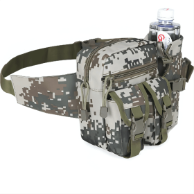 Men's Adjustable Denim Camouflage Large Capacity Zipper Waist Bag (Color: Army Camouflage)