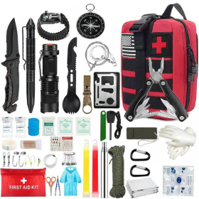 Emergency Multifunctional Survival Kit (Color: Red, Ships From: China)