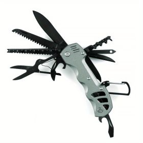 16-in-1 Multifunctional Pocket Knife Set with Keychain Holder, Scissors, Bottle Opener, Saw (Color: grey)