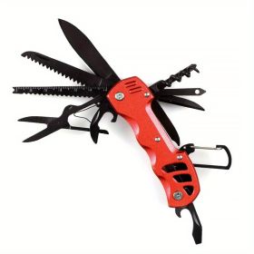 16-in-1 Multifunctional Pocket Knife Set with Keychain Holder, Scissors, Bottle Opener, Saw (Color: Red)