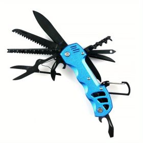 16-in-1 Multifunctional Pocket Knife Set with Keychain Holder, Scissors, Bottle Opener, Saw (Color: Blue)