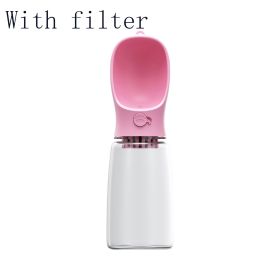 Pet Portable Water Bottle Cup (Color: Pink With filter, Style: 550ML)