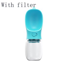 Pet Portable Water Bottle Cup (Color: Blue With filter, Style: 350ML)