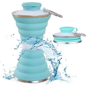 Foldable Silicone Water Bottle (Color: Green)