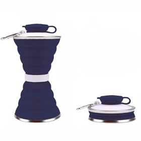 Foldable Silicone Water Bottle (Color: Blue)