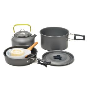 Lightweight backpacking cookware set including tableware (colour: black)