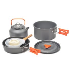 Lightweight backpacking cookware set including tableware (colour: orange)