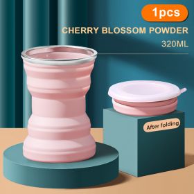Silicone Folding Water Cup with Lid (Color: 1pcs pink, Ships From: China)