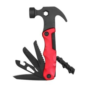 Multifunctional Survival Tool Foldable Outdoor Tool Hammer (Color: Red, Type: Nail Hammer)