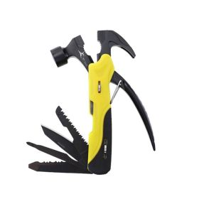 Multifunctional Survival Tool Foldable Outdoor Tool Hammer (Color: Yellow & Black, Type: Nail Hammer)