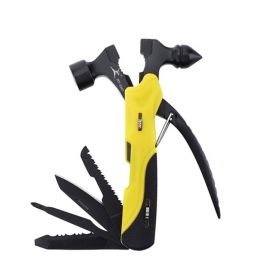 Multifunctional Survival Tool Foldable Outdoor Tool Hammer (Color: Black & Yellow, Type: Nail Hammer)