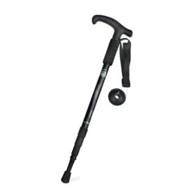Four-Section Curved Handle Trekking Pole (Color: Black, Type: Walking Sticks)