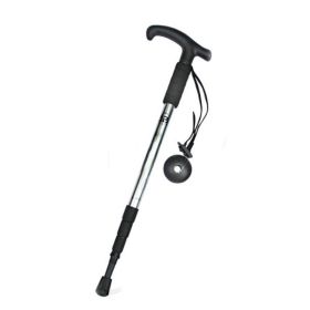 Four-Section Curved Handle Trekking Pole (Color: Silver White, Type: Walking Sticks)