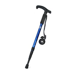 Four-Section Curved Handle Trekking Pole (Color: Blue, Type: Walking Sticks)