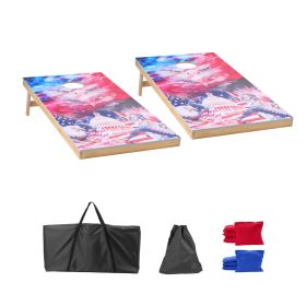 Cornhole Set, 4x2 ft Solid Wood Corn Hole Game Boards (Package Content: 2 Boards+8 Bean Bags+1 Carrying Bag+1 Bean Bag Storage Bag)