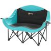 Folding Padded Double Camping Chair with Armrests, Cup Holders, Carry Bag