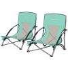 Set of 2 Folding Beach Chairs with Mesh Back, Carry Bag and Cup Holder