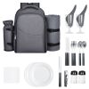 Picnic Backpack Bag for 2 Person with Insulated Cooler Compartment, Detachable Bottle/Wine Holder, Lightweight Blanket