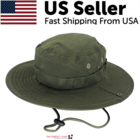 Wide Brim Sun Hat UV Protection Bucket Cap (Hat Color: Boonie Army Green)