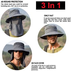 Wide Brim Sun Hat UV Protection Bucket Cap (Hat Color: Gray (3 In 1))