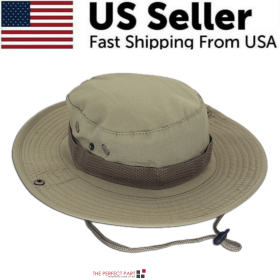 Wide Brim Sun Hat UV Protection Bucket Cap (Hat Color: Boonie Khaki)