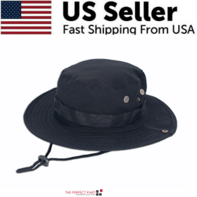 Wide Brim Sun Hat UV Protection Bucket Cap (Hat Color: Boonie Black)