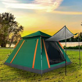 4-5 Person Pop-Up Camping Tent, Instant Setup Family Tent with 2 Mosquito Nets Windows (Color: Green)