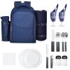 Picnic Backpack Bag for 2 Person with Insulated Cooler Compartment, Detachable Bottle/Wine Holder, Lightweight Blanket