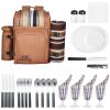 Picnic Backpack with Insulated Cooler Compartment, Detachable Bottle/Wine Holder, Lightweight Blanket
