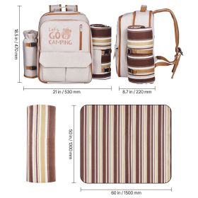 Picnic Backpack with Insulated Cooler Compartment, Detachable Bottle/Wine Holder, Lightweight Blanket (Number of Layers: Single Layer, Color: Gray)